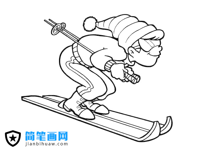 一看就很專業(yè)的滑雪運(yùn)動(dòng)員簡筆畫圖片