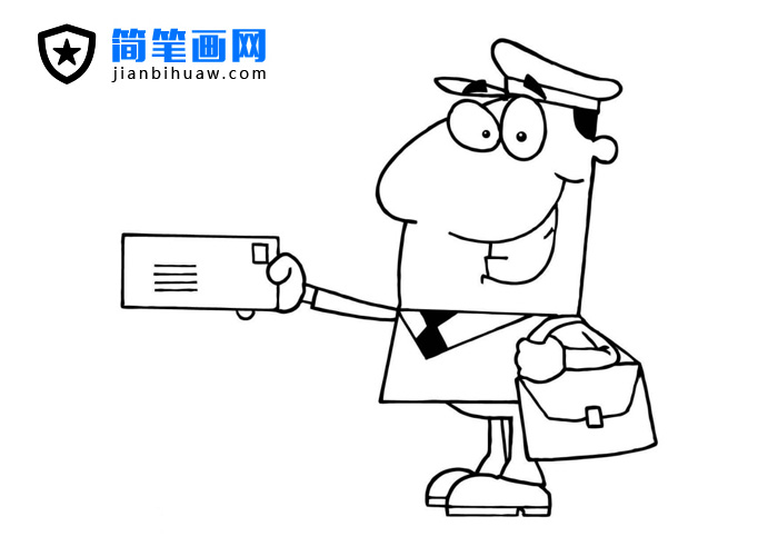 卡通形象郵遞員簡筆畫圖片