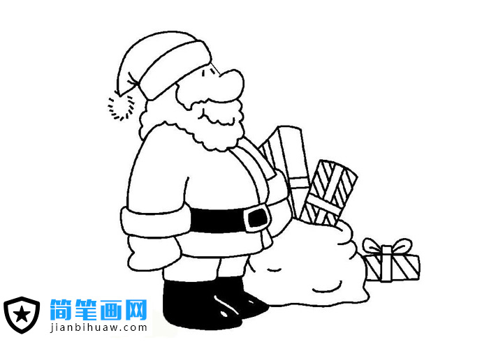 圣誕節(jié)圣誕老人送禮物的簡(jiǎn)筆畫圖片