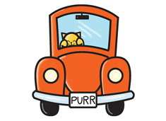 開著小汽車的貓咪簡筆畫