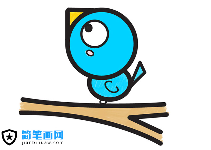 站在樹枝上的卡通小鳥簡筆畫圖片